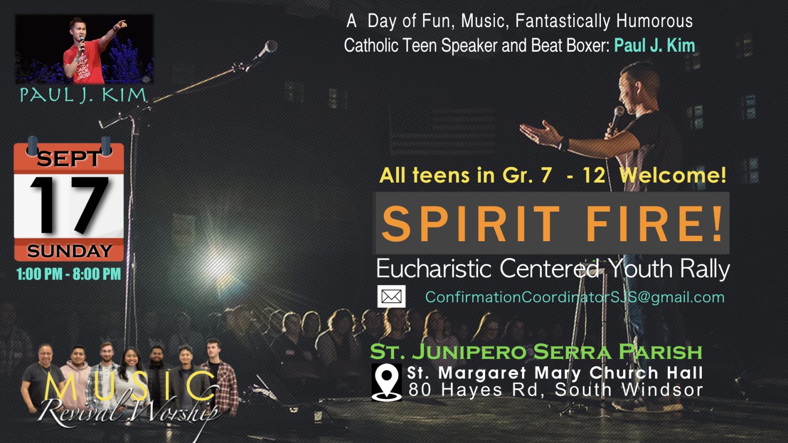 TV Youth Rally flyer for SJS parish